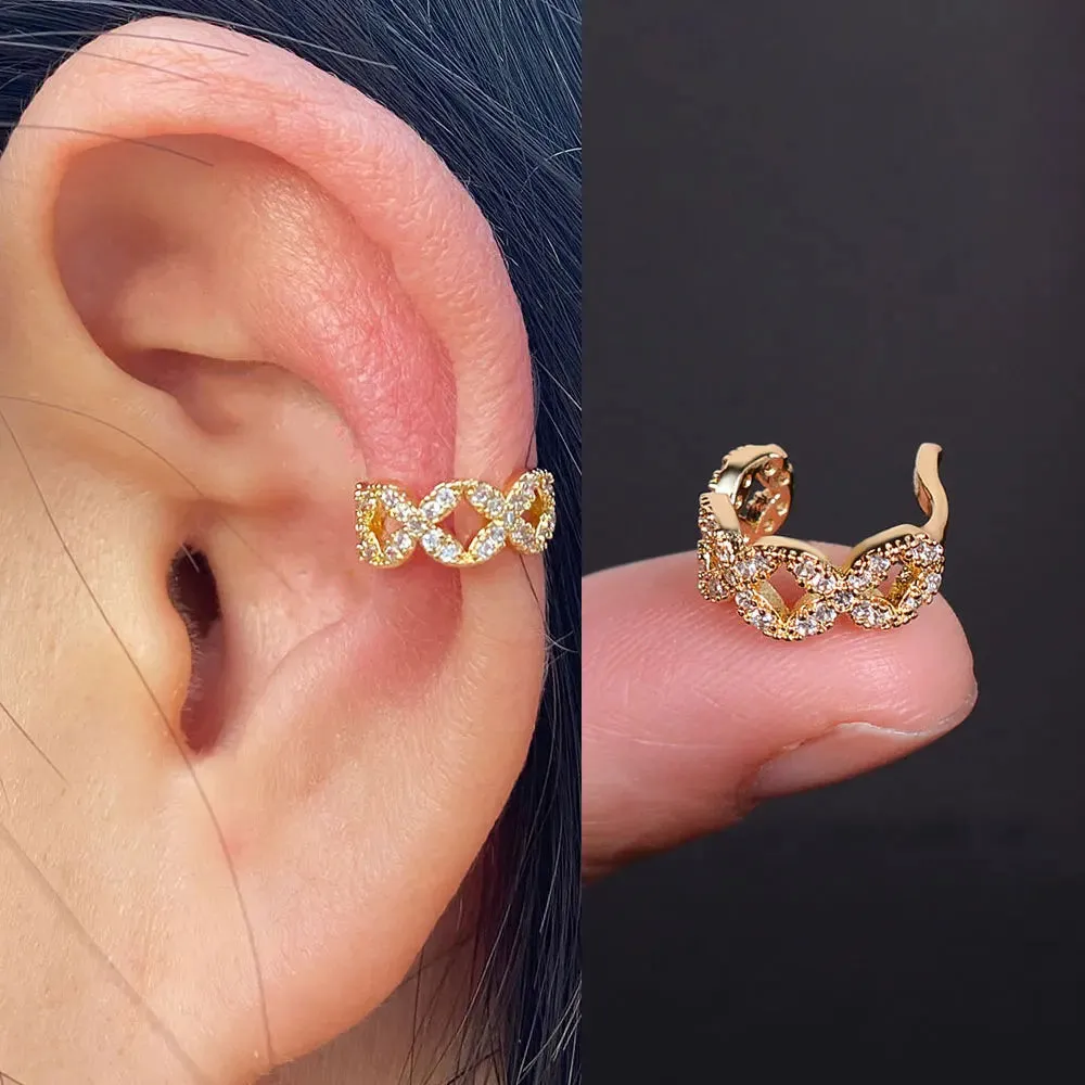 Climber Ear Cuff Ear Clip for Women CZ No Pierced C Shape Geometric