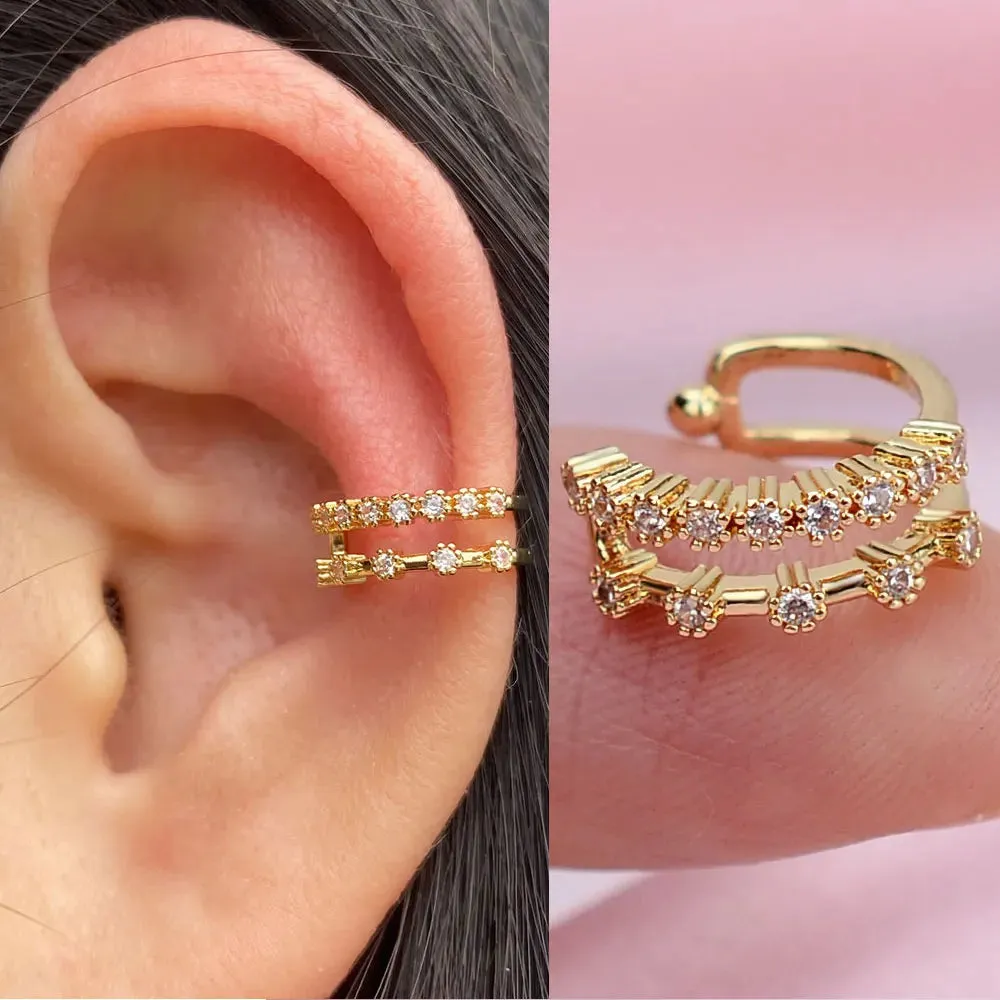 Climber Ear Cuff Ear Clip for Women CZ No Pierced C Shape Geometric