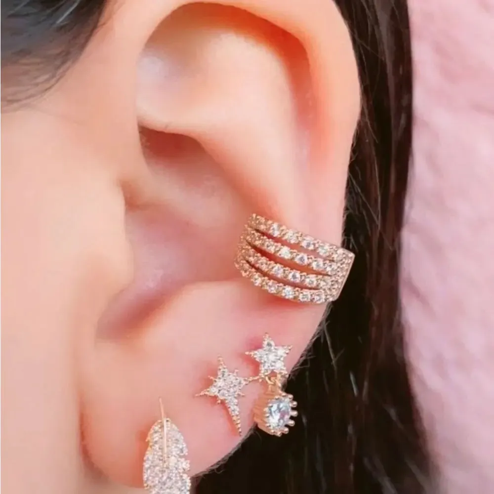 Climber Ear Cuff Ear Clip for Women CZ No Pierced C Shape Geometric
