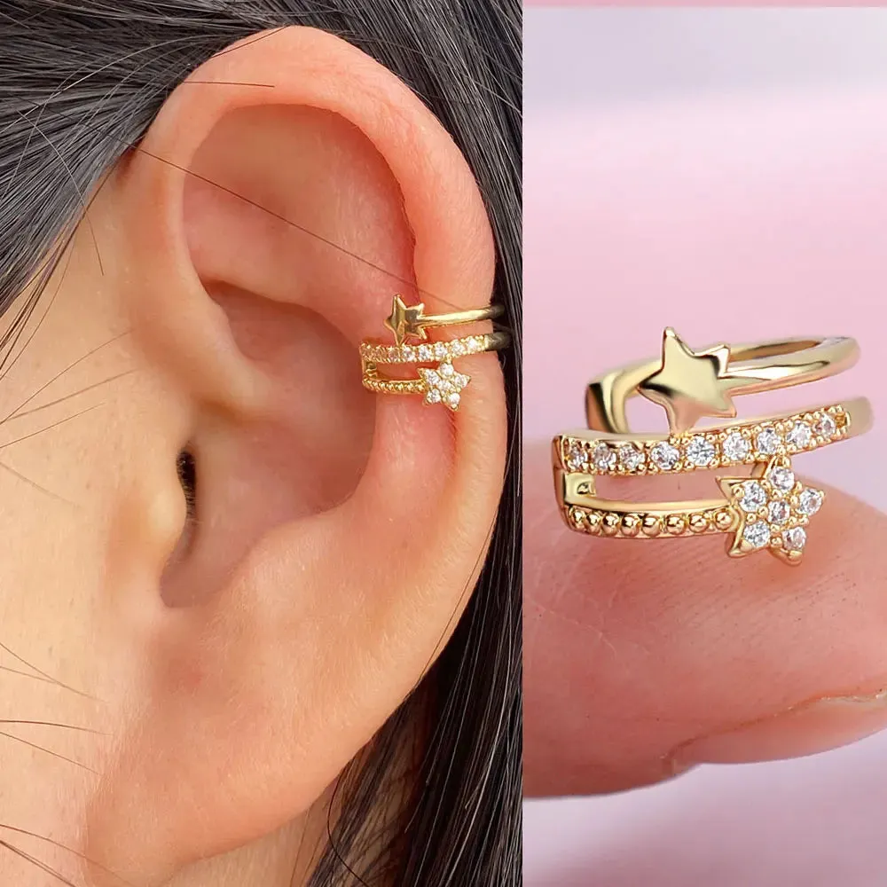 Climber Ear Cuff Ear Clip for Women CZ No Pierced C Shape Geometric