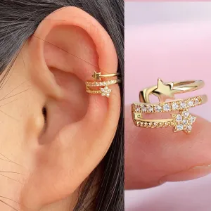 Climber Ear Cuff Ear Clip for Women CZ No Pierced C Shape Geometric
