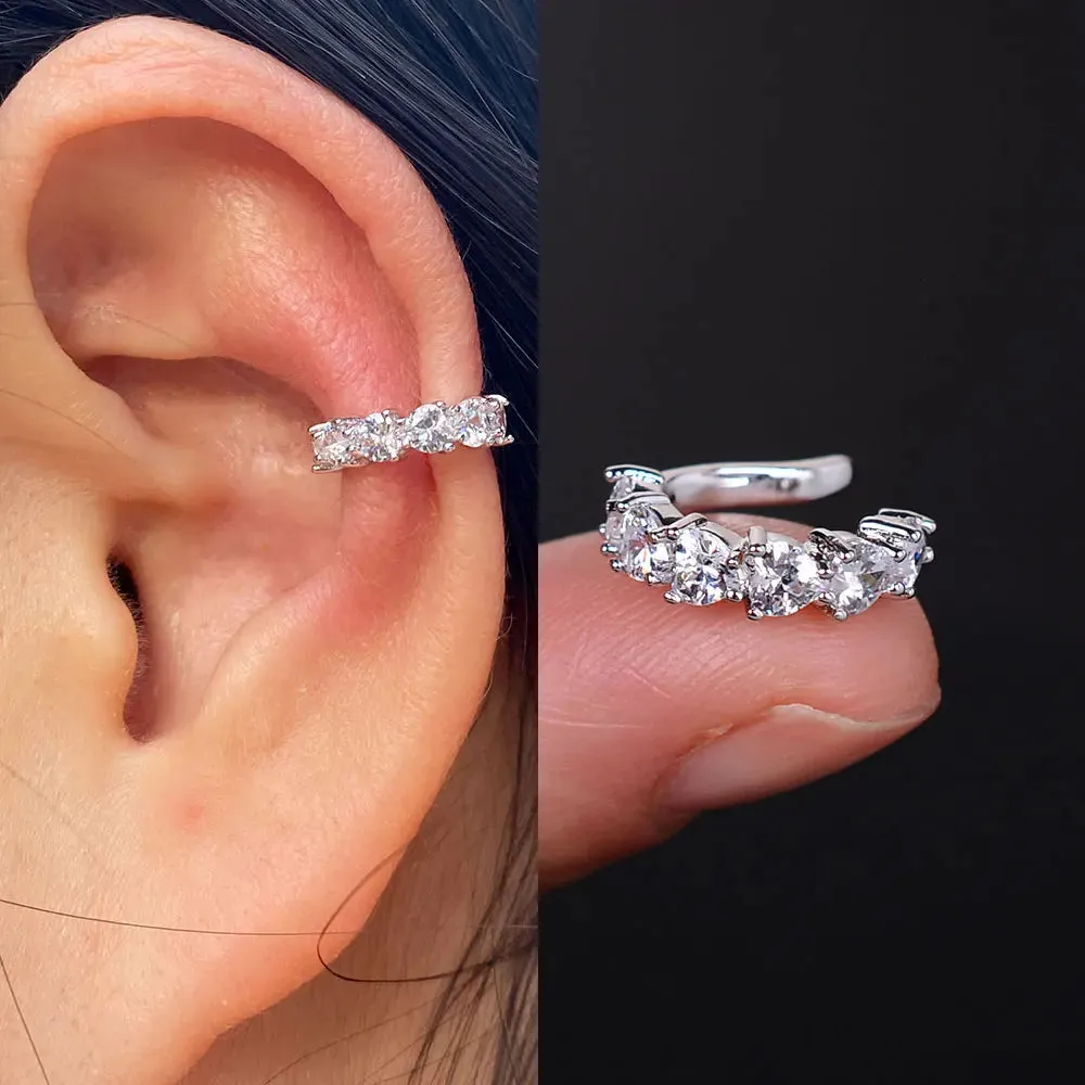 Climber Ear Cuff Ear Clip for Women CZ No Pierced C Shape Geometric