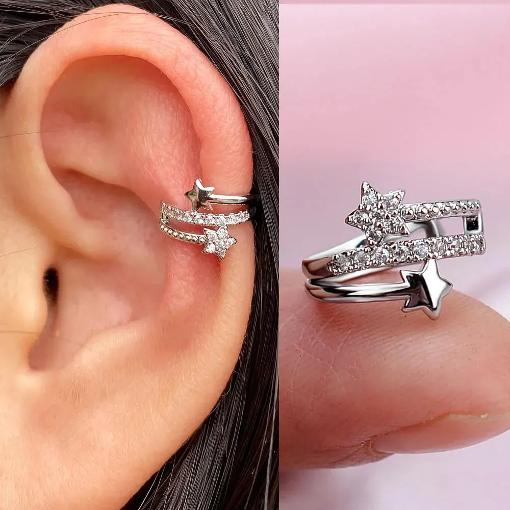 Climber Ear Cuff Ear Clip for Women CZ No Pierced C Shape Geometric