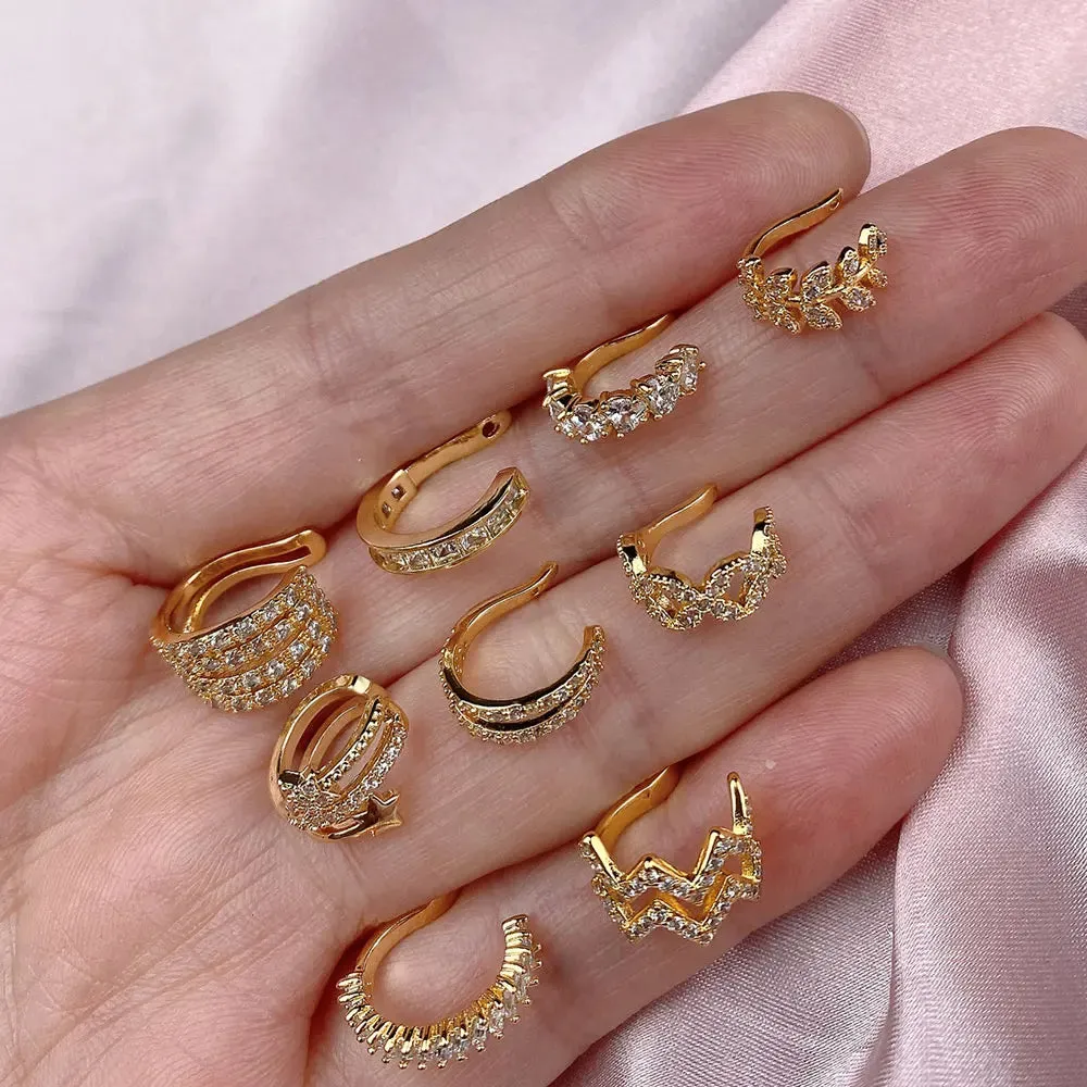 Climber Ear Cuff Ear Clip for Women CZ No Pierced C Shape Geometric