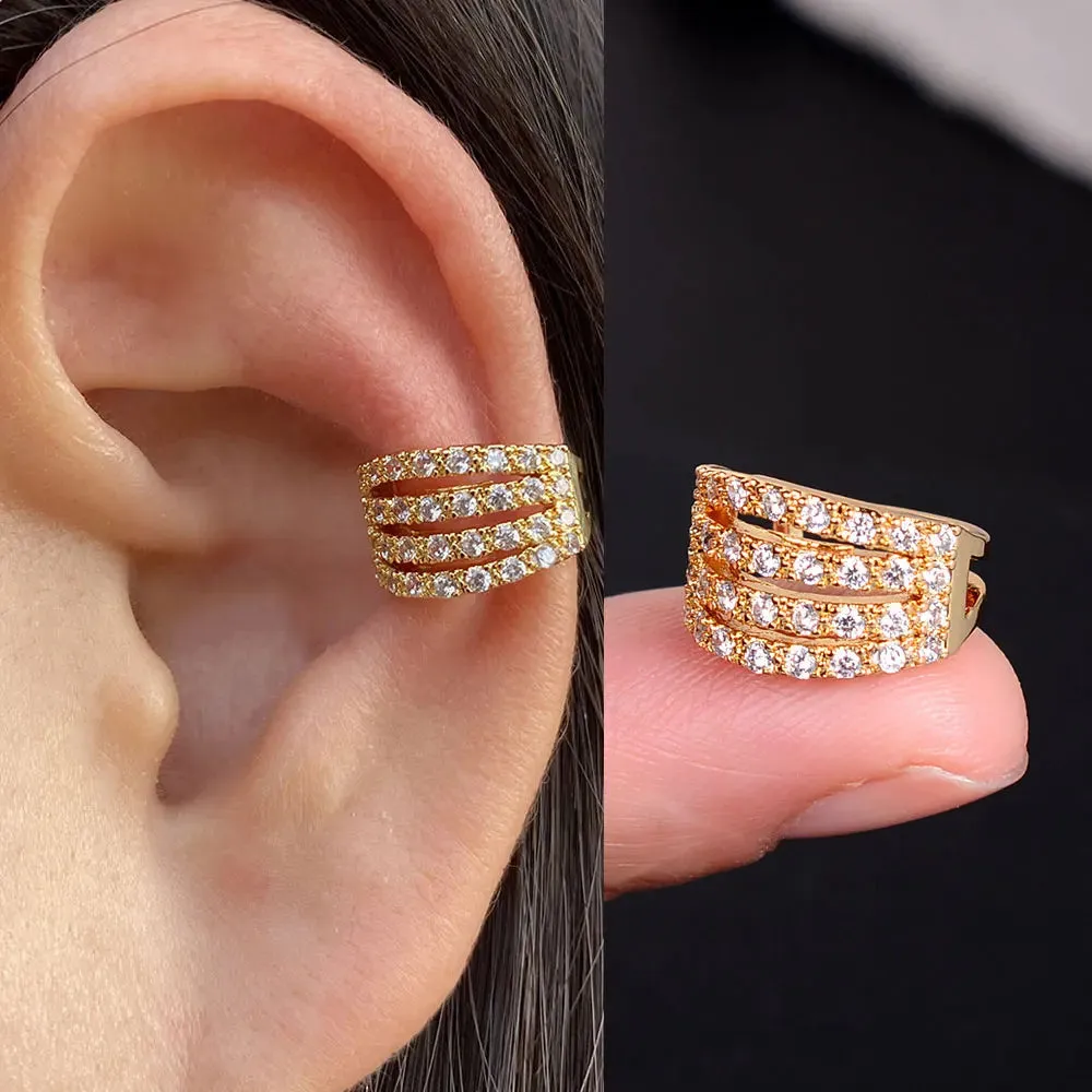 Climber Ear Cuff Ear Clip for Women CZ No Pierced C Shape Geometric