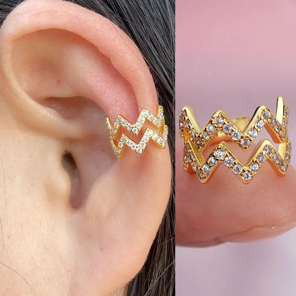 Climber Ear Cuff Ear Clip for Women CZ No Pierced C Shape Geometric