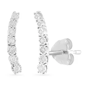 Climber Earrings with 0.10ct of Diamonds in Sterling Silver
