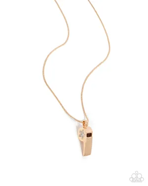 Coach Charisma - Gold - White Rhinestone Star Whistle Charm Paparazzi Short Necklace