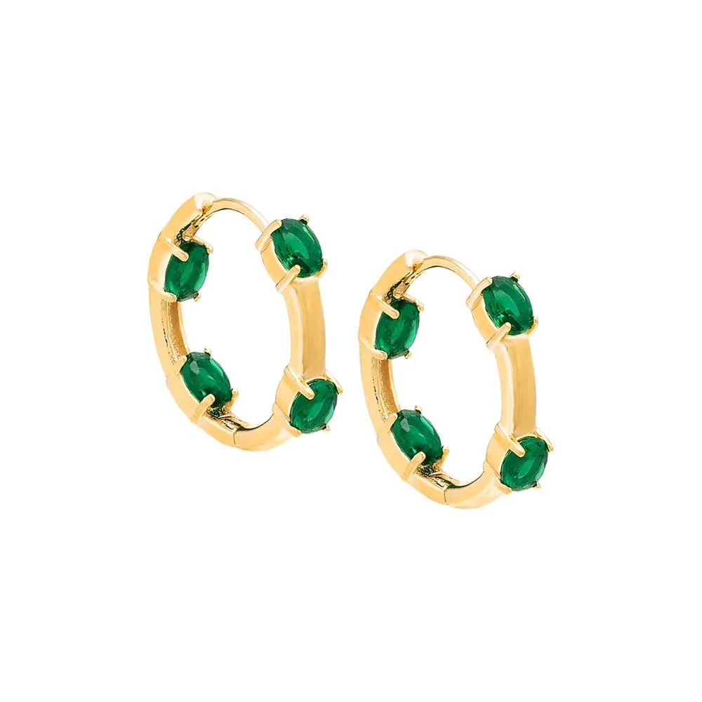 Colored CZ X Enamel Hoop Earring