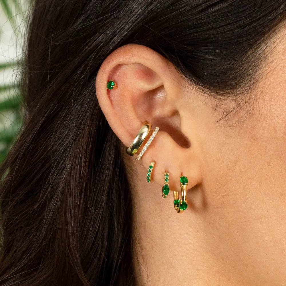 Colored CZ X Enamel Hoop Earring