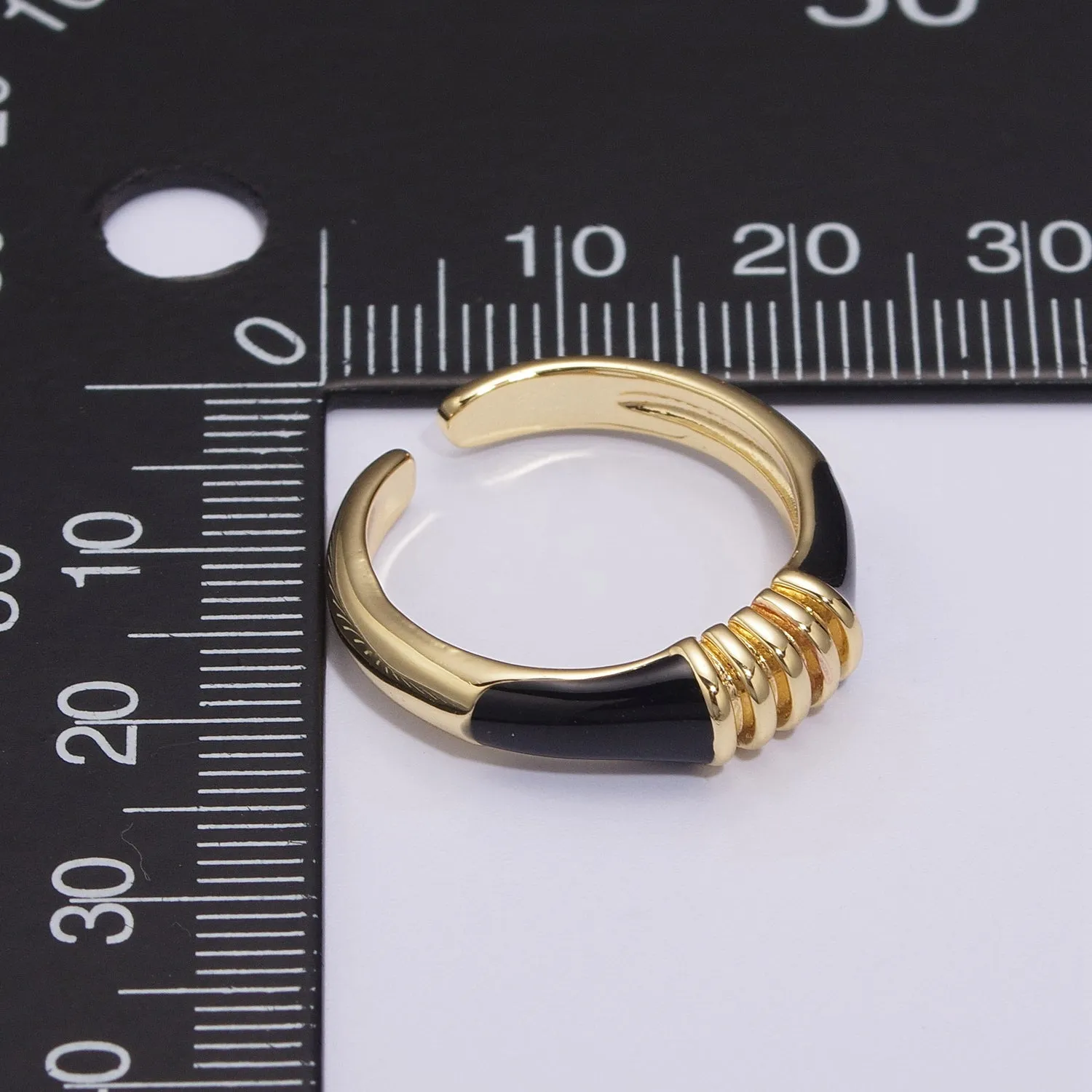 Colorful Pastel Enamel Ring • Gold Filled Multicolor Open Band • Green Pink Black White Minimalist Stackable Ring U-115~U-118