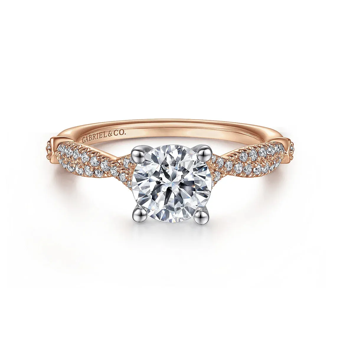 Contemporary Round Twist Diamond Engagement Ring Mounting