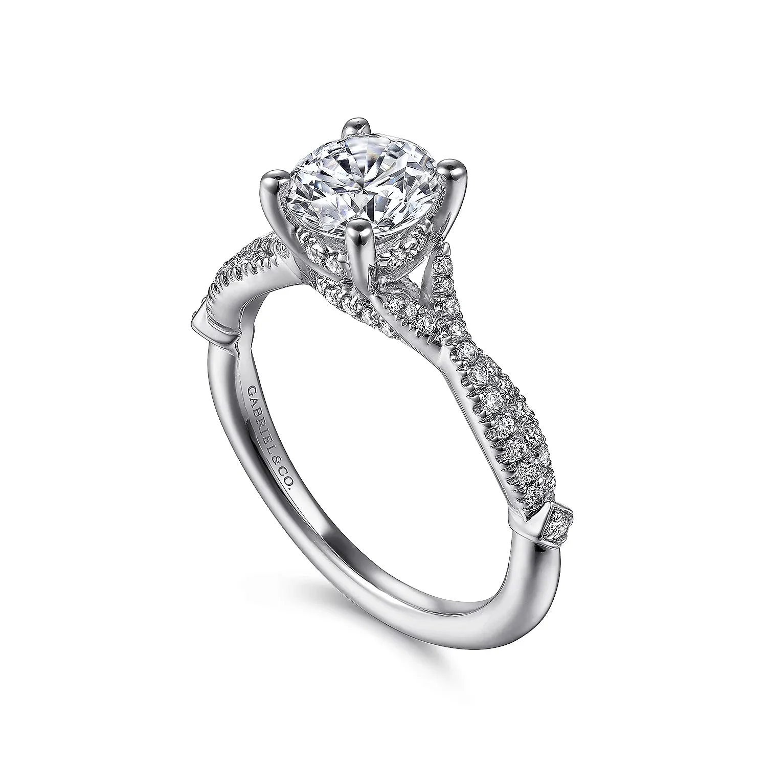 Contemporary Round Twist Diamond Engagement Ring Mounting