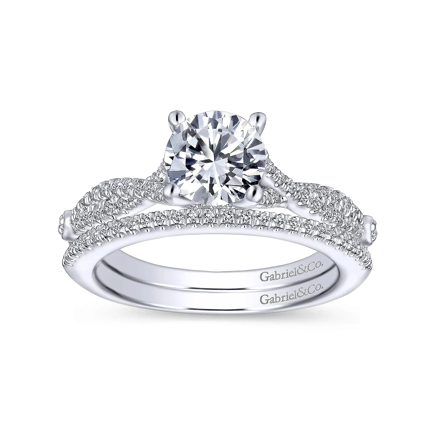 Contemporary Round Twist Diamond Engagement Ring Mounting