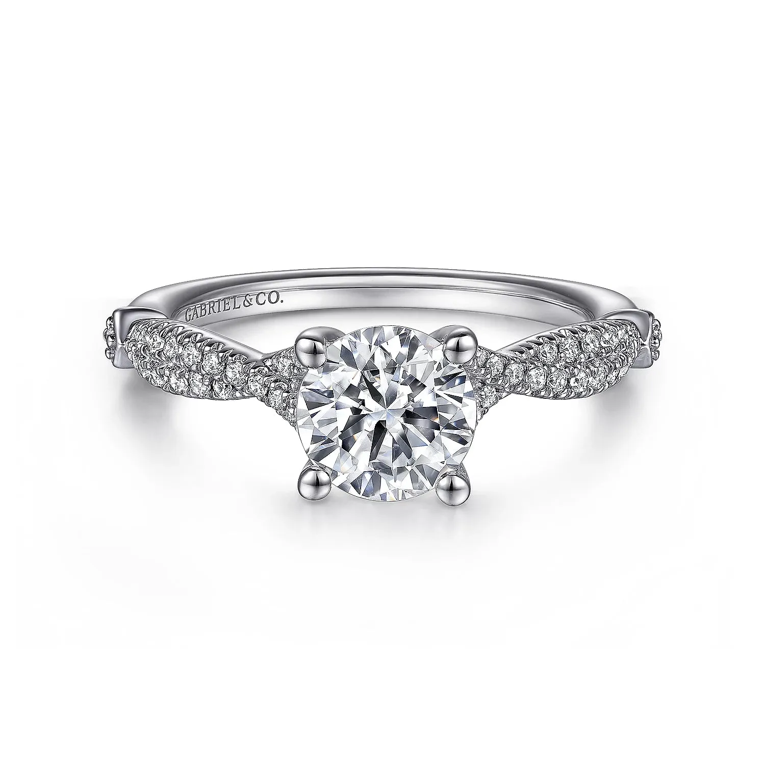 Contemporary Round Twist Diamond Engagement Ring Mounting
