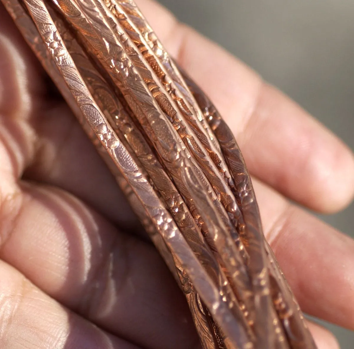 Copper Ring Stock Shank 2.8mm Daisys Textured Metal Cane Wire - Rings Bracelets Pendants Metalwork