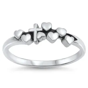 Cross Heart Love Jesus Purity Promise Ring .925 Sterling Silver Band Sizes 4-10