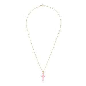 CROSS NECKLACE W/CRYSTALS PINK