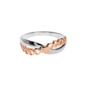 Crossover band ring with rose gold plate
