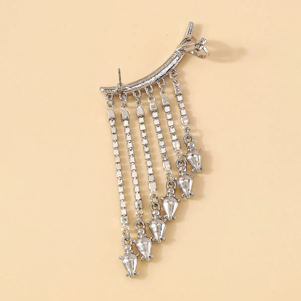 Crystal & Cubic Zirconia Silver-Plated Tassel Ear Climber