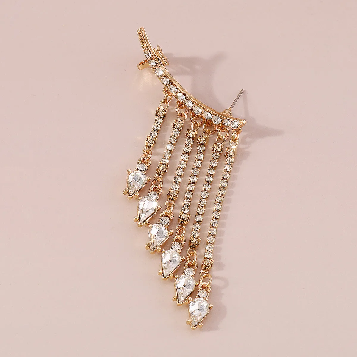 Crystal & Cubic Zirconia Tassel Ear Climber