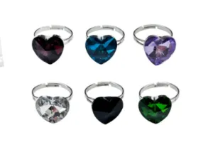 Crystal Heart Rings assorted