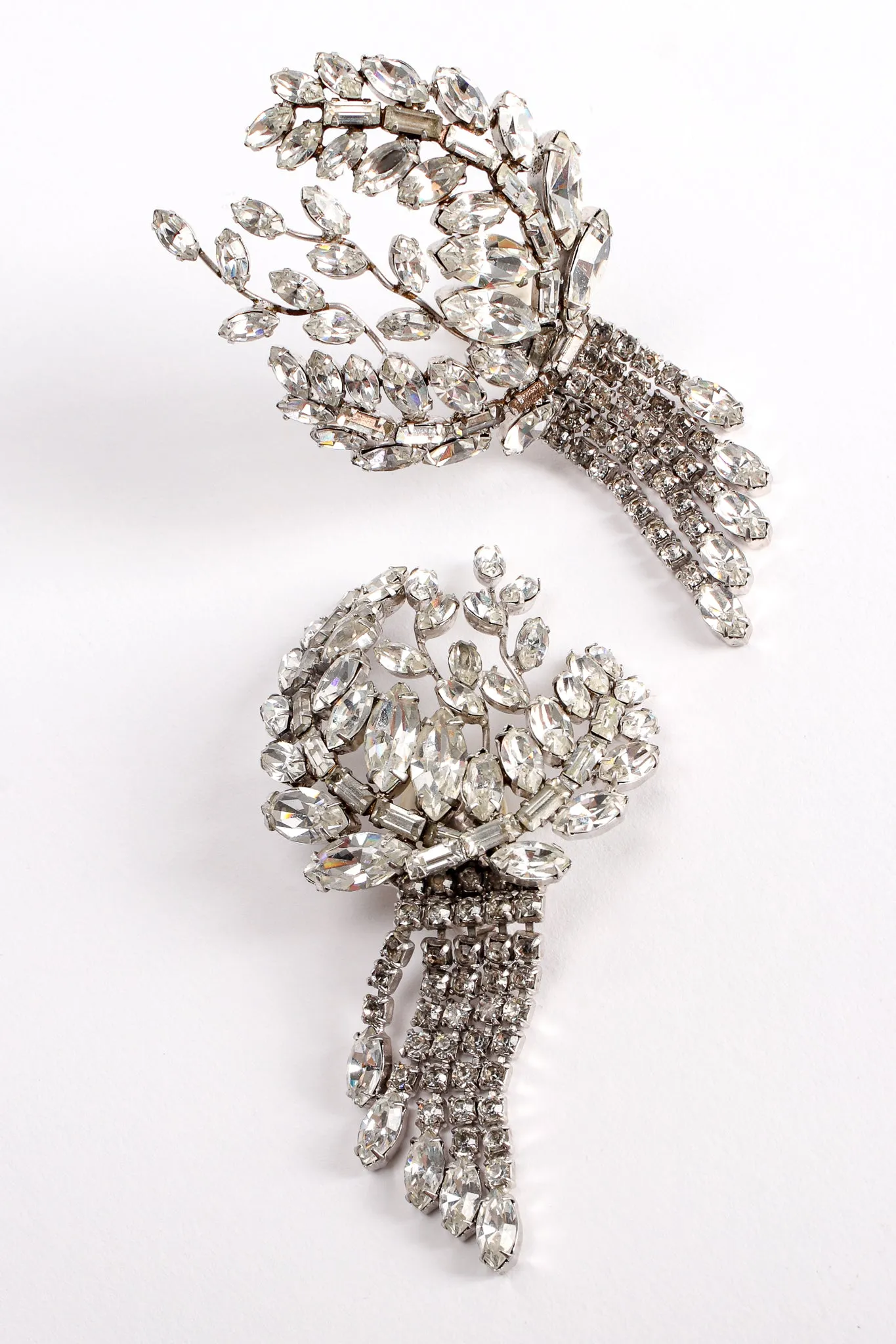 Crystal Laurel Fringe Climber Earrings