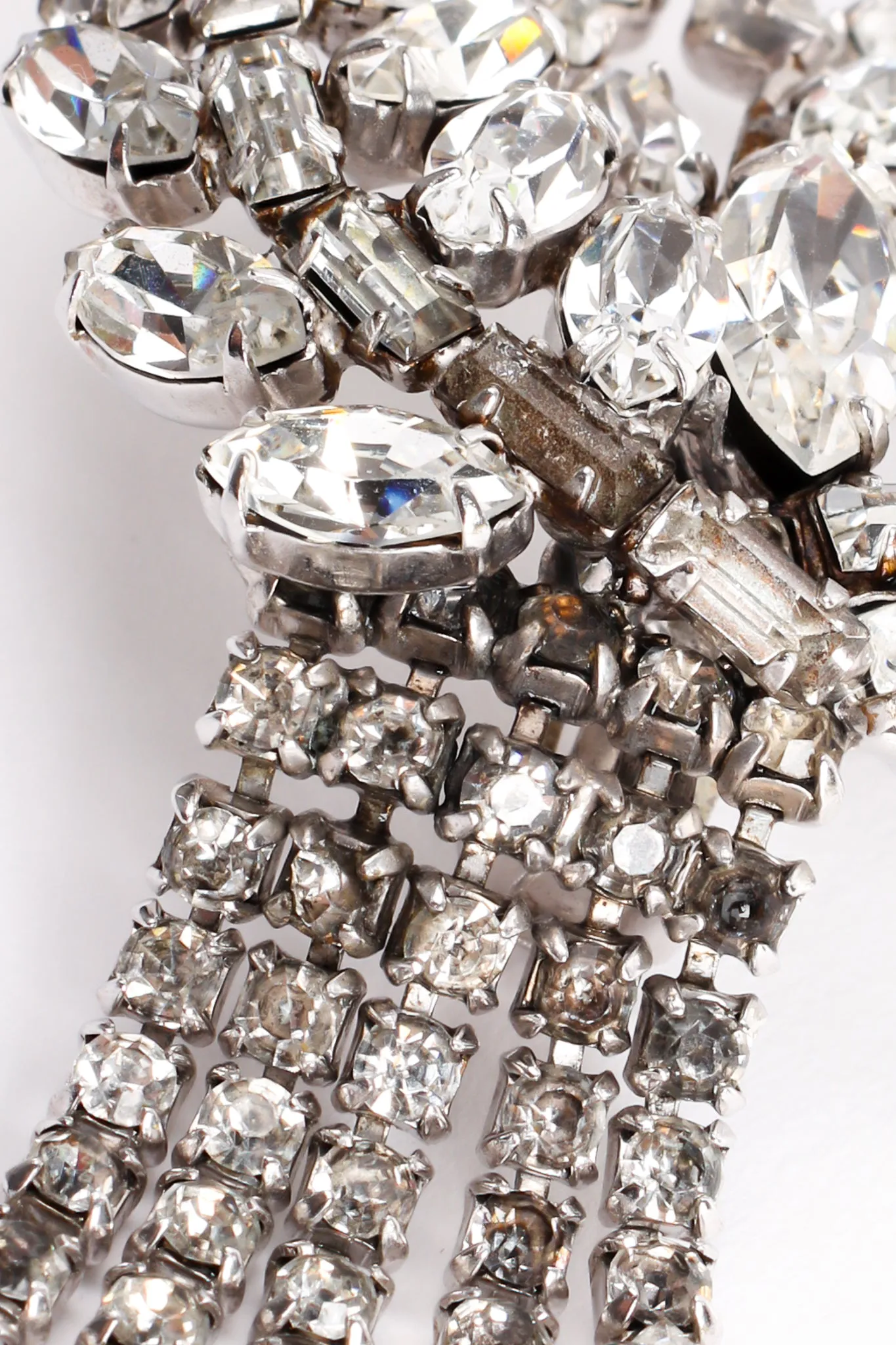 Crystal Laurel Fringe Climber Earrings