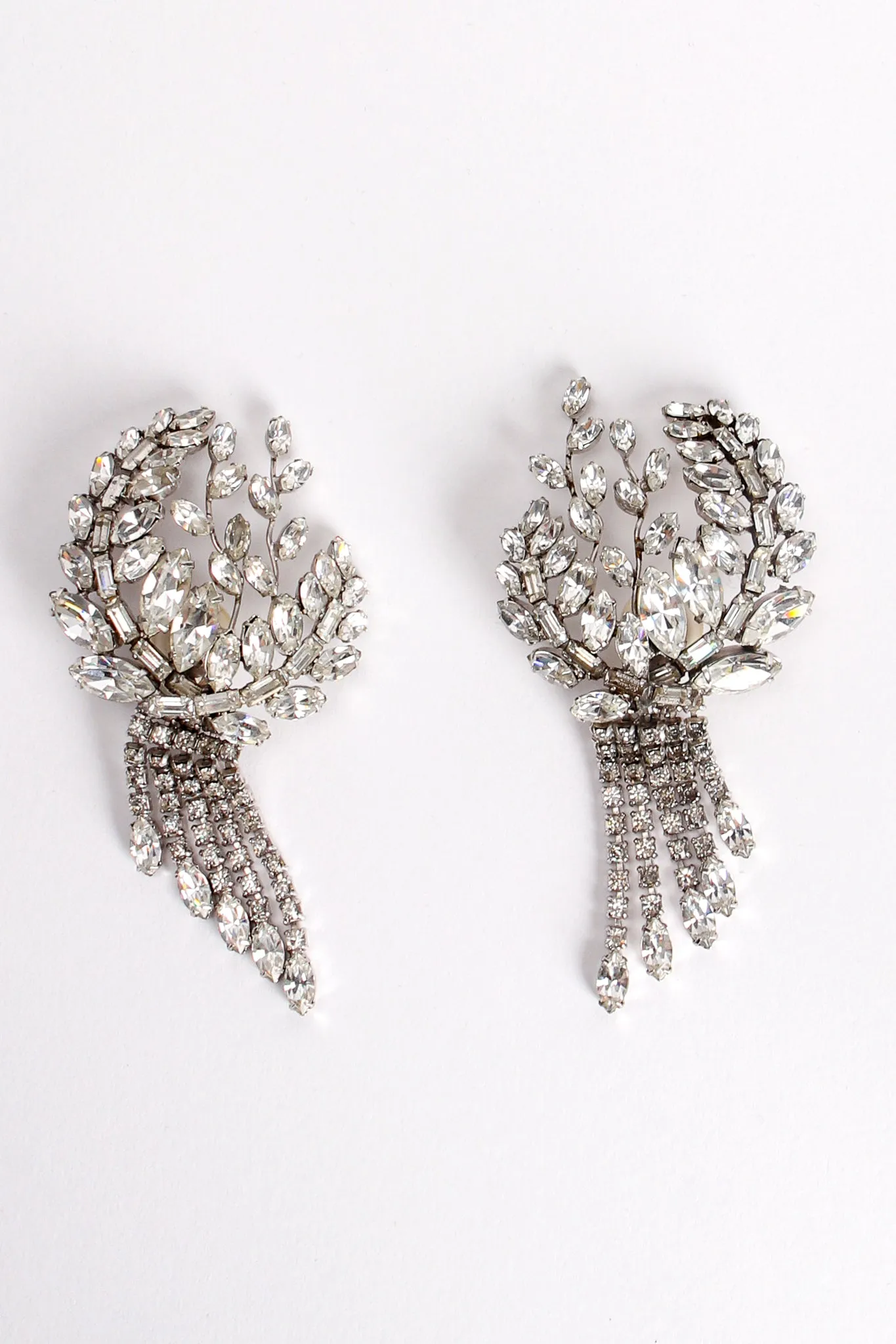 Crystal Laurel Fringe Climber Earrings