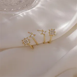 Cubic Zirconia & 18K Gold-Plated Pavé Star Spiral Ear Climbers