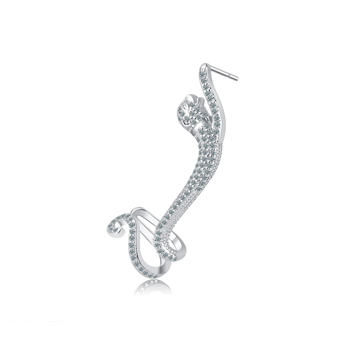 Cubic Zirconia & Silver-Plated Leopard Ear Climber