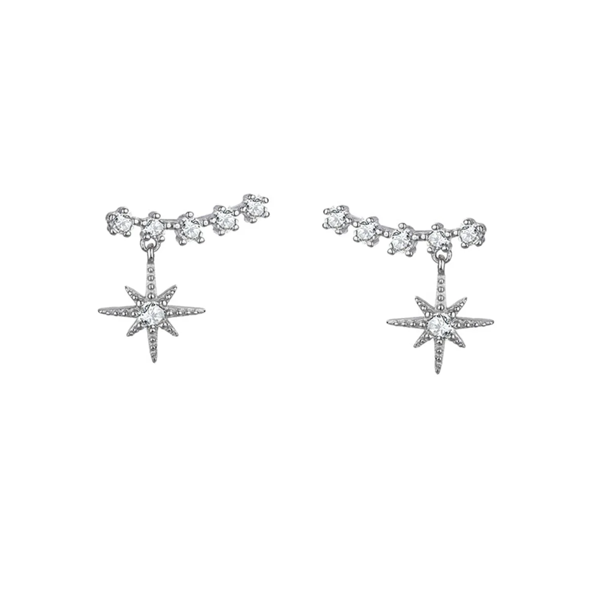 Cubic Zirconia & Silver-Plated Star Ear Climber