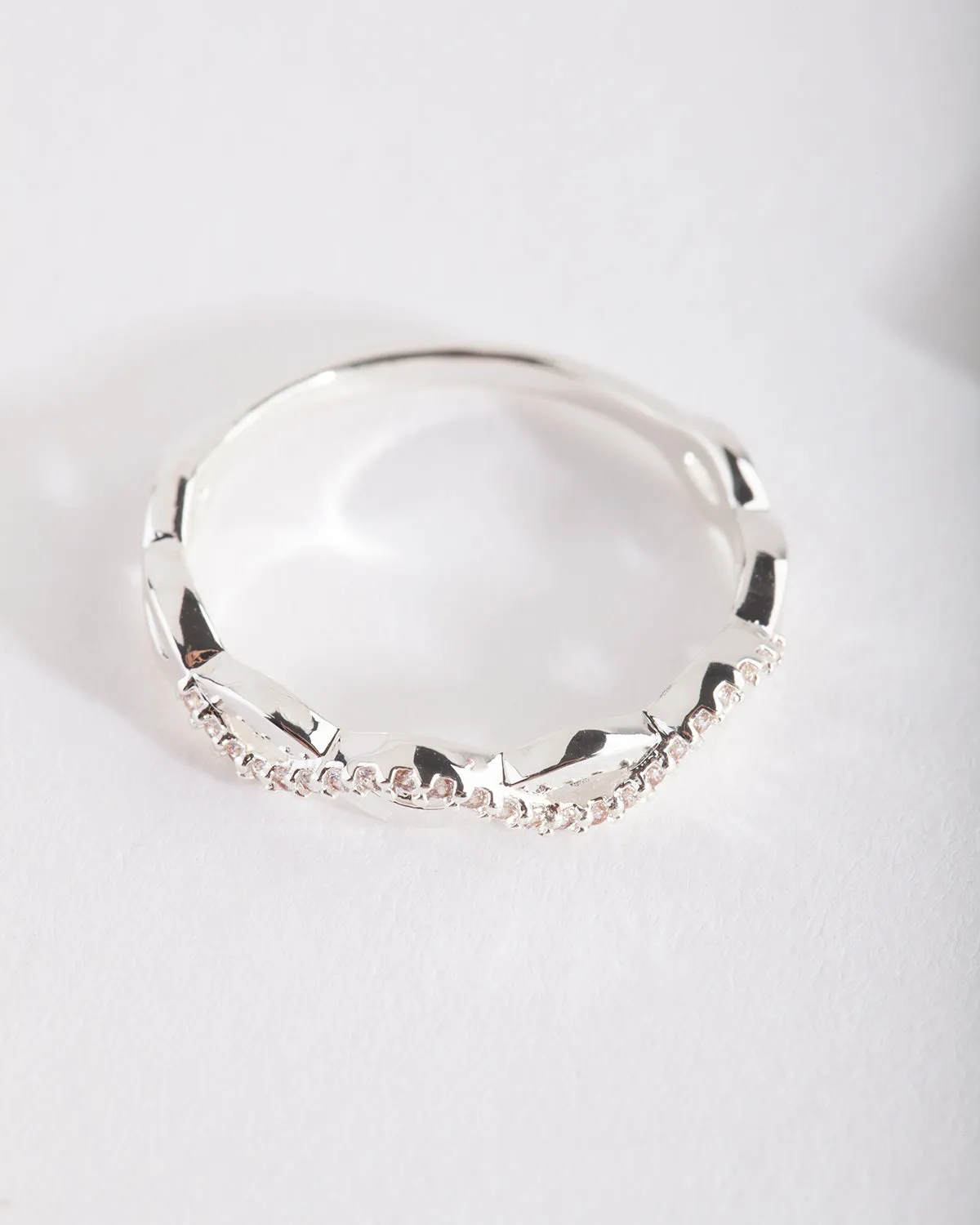 Cubic Zirconia Half Diamante Rope Ring