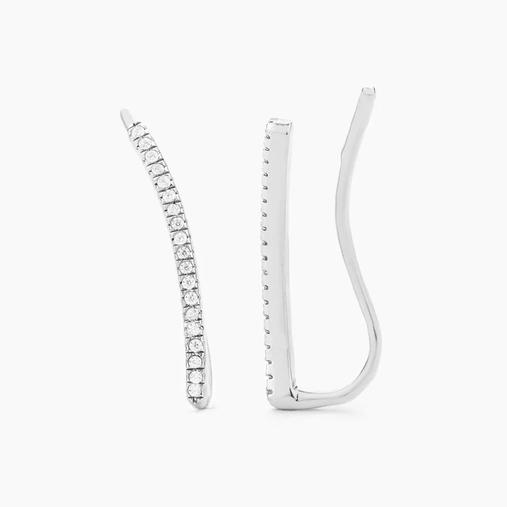 Curved Bars Ear Climber Earrings