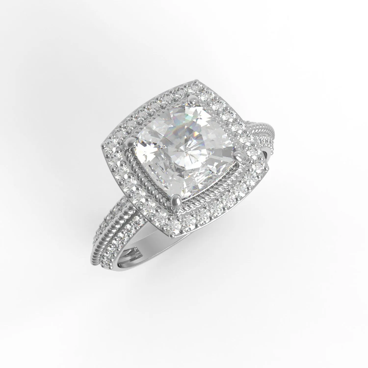 Cushion Cut Moissanite 925 Sterling Silver Twisted Rope Solitaire Women Ring