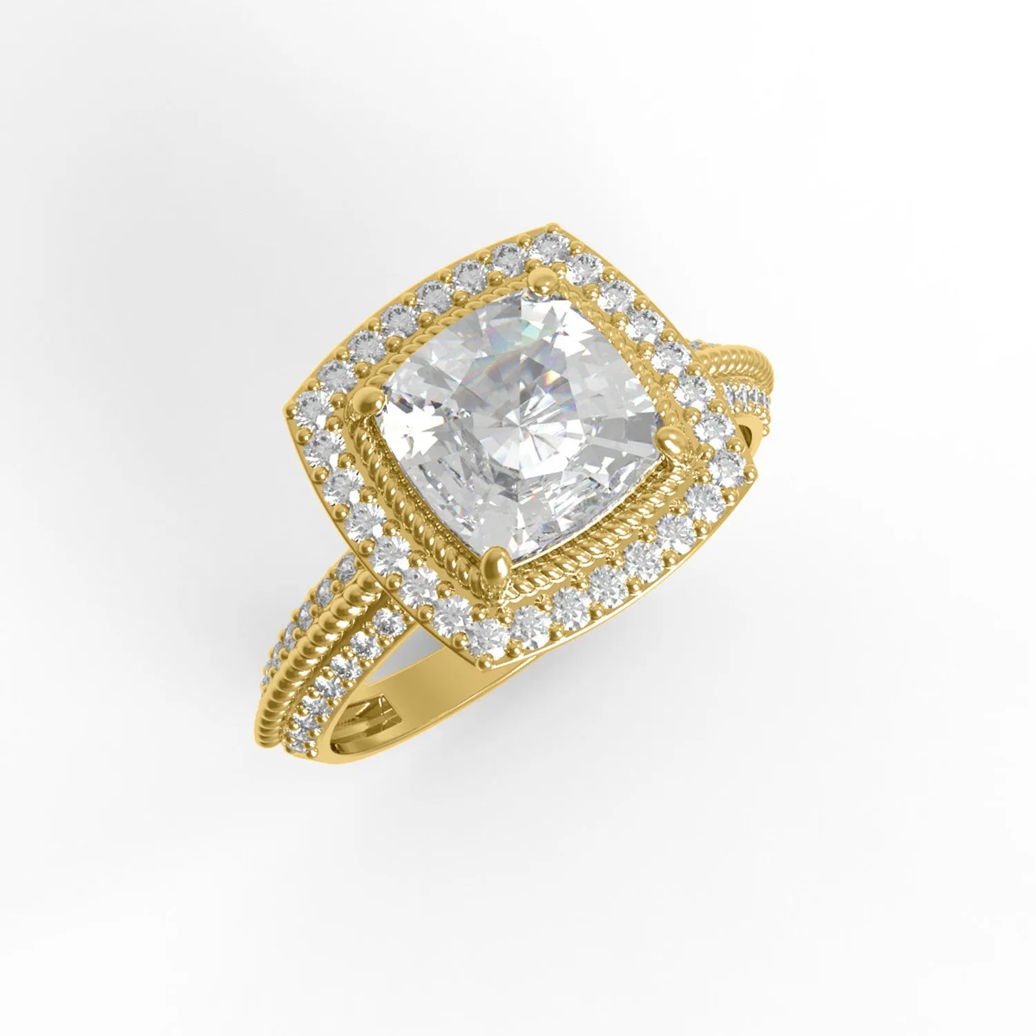 Cushion Cut Moissanite 925 Sterling Silver Twisted Rope Solitaire Women Ring