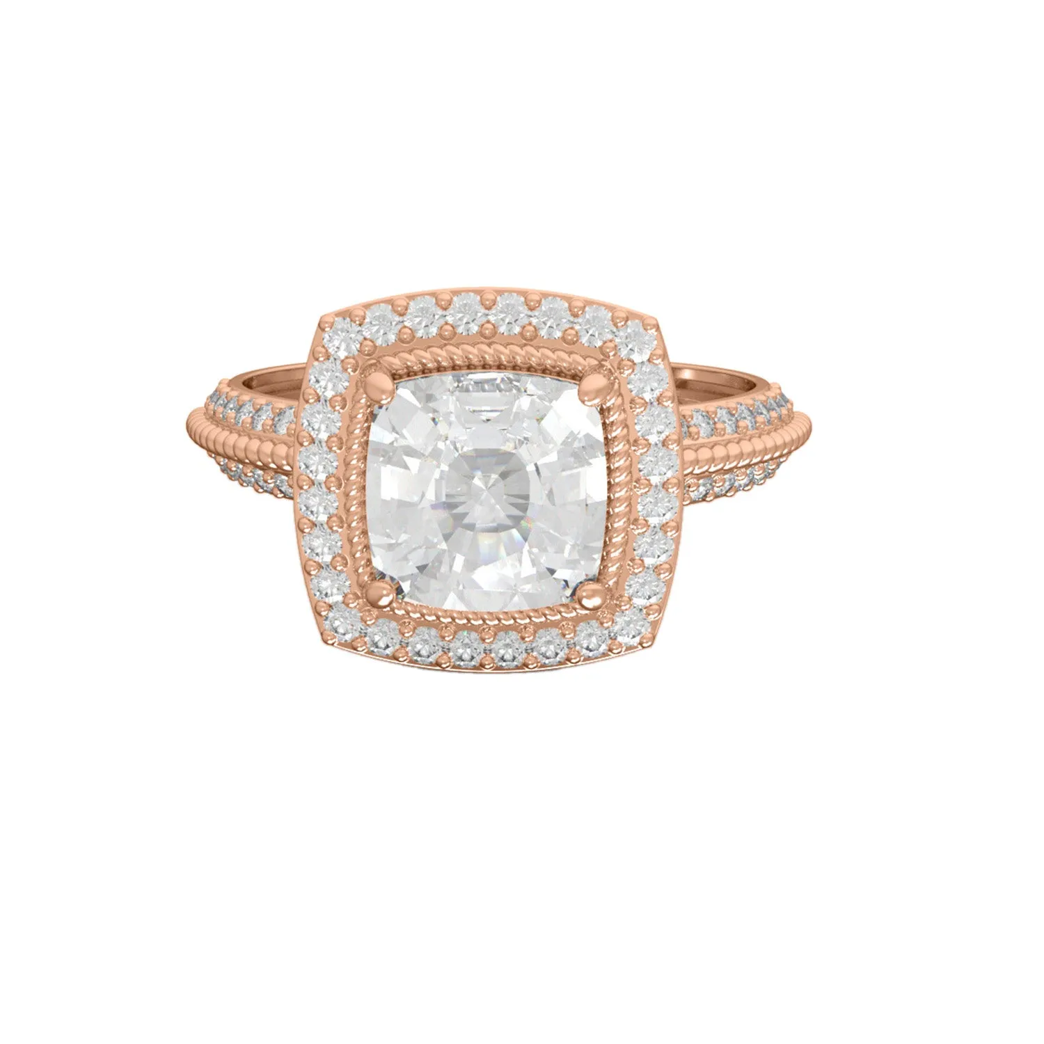 Cushion Cut Moissanite 925 Sterling Silver Twisted Rope Solitaire Women Ring