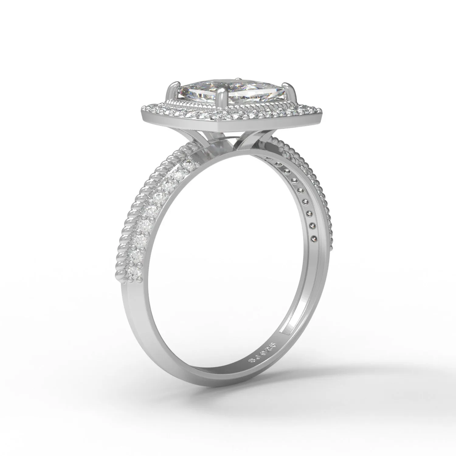 Cushion Cut Moissanite 925 Sterling Silver Twisted Rope Solitaire Women Ring