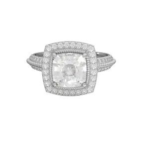 Cushion Cut Moissanite 925 Sterling Silver Twisted Rope Solitaire Women Ring