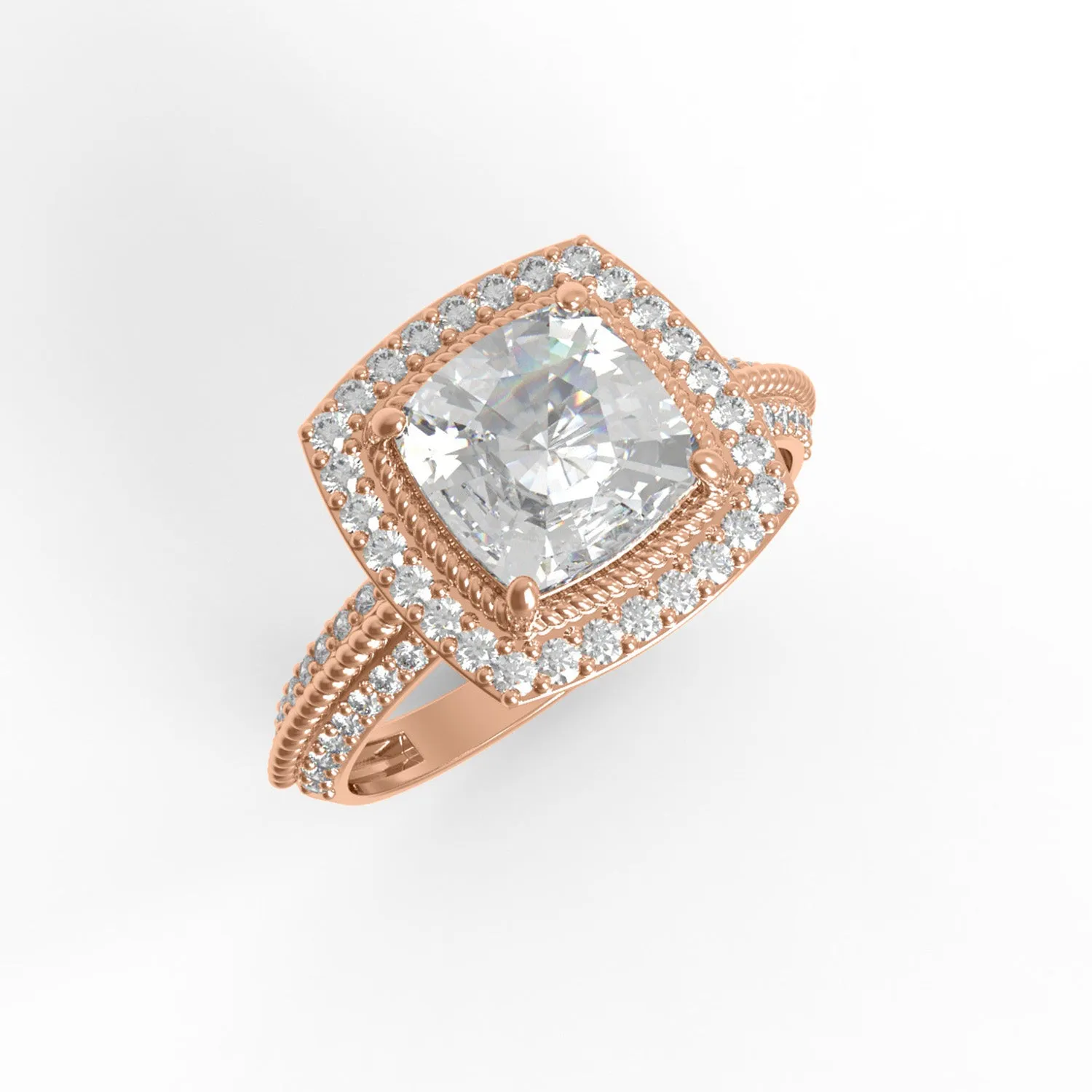Cushion Cut Moissanite 925 Sterling Silver Twisted Rope Solitaire Women Ring
