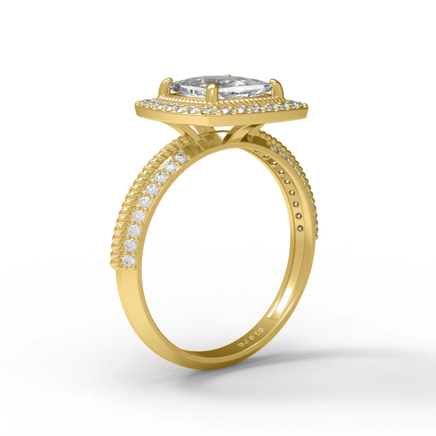 Cushion Cut Moissanite 925 Sterling Silver Twisted Rope Solitaire Women Ring