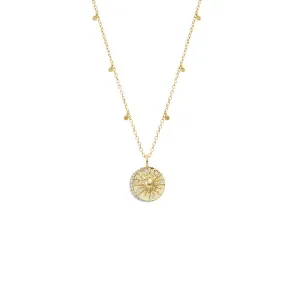 CZ Coin X Shaker Bezel Charm Necklace