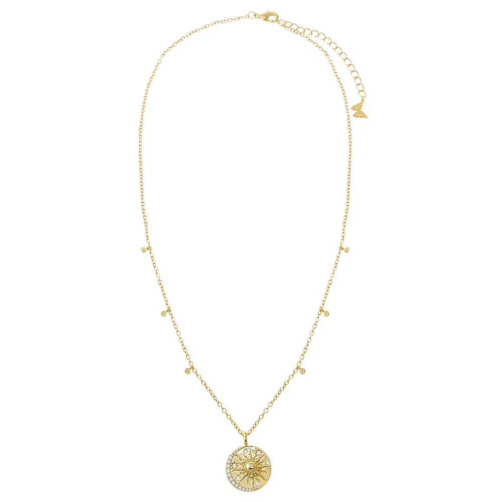 CZ Coin X Shaker Bezel Charm Necklace