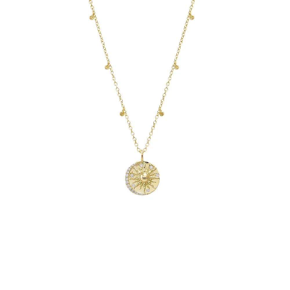 CZ Coin X Shaker Bezel Charm Necklace