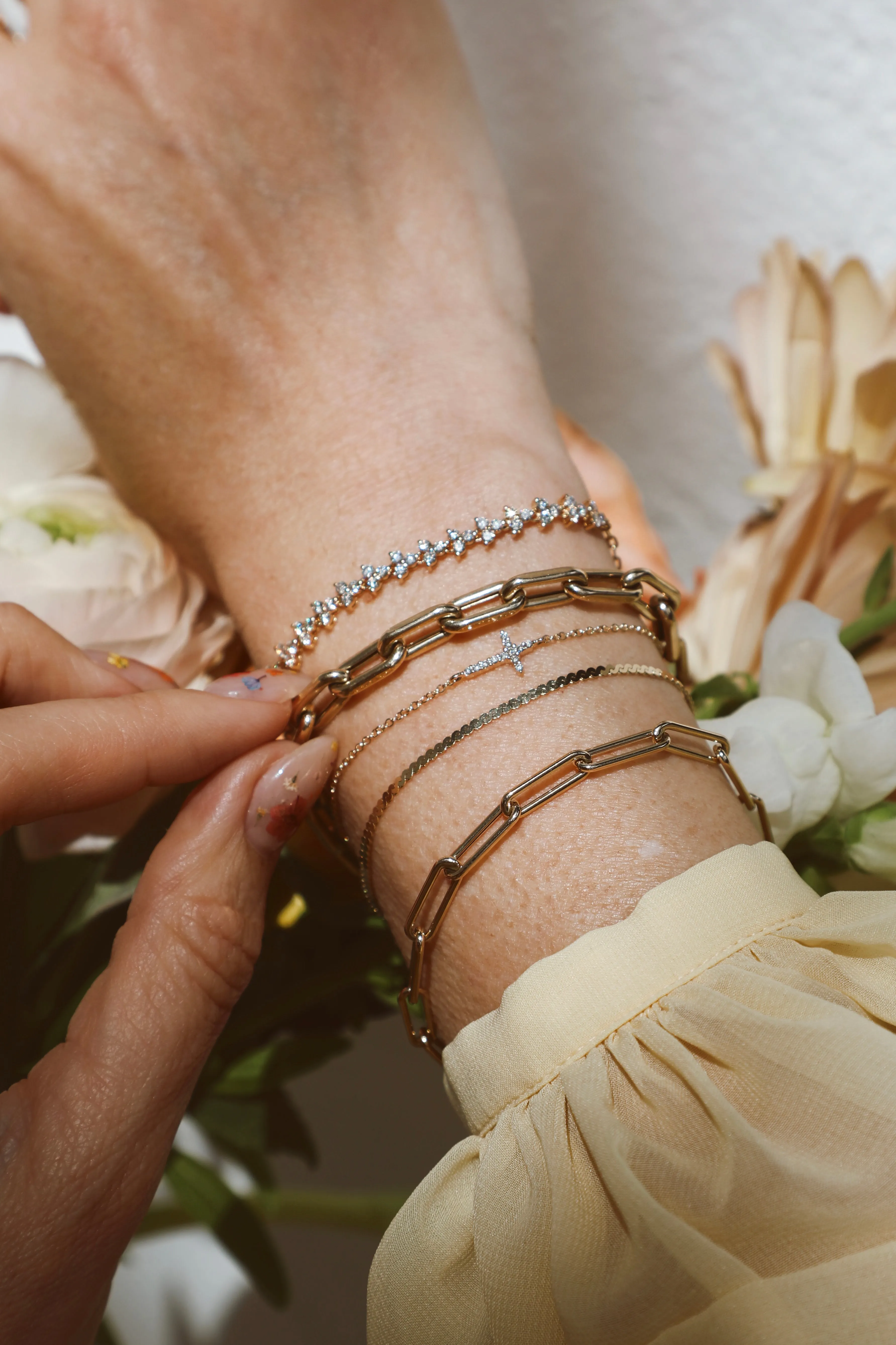 Dainty Braided Flat Gold Chain Bracelet