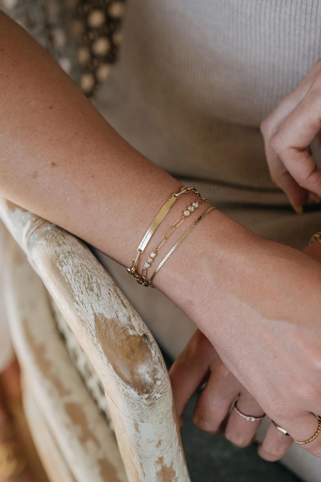 Dainty Braided Flat Gold Chain Bracelet