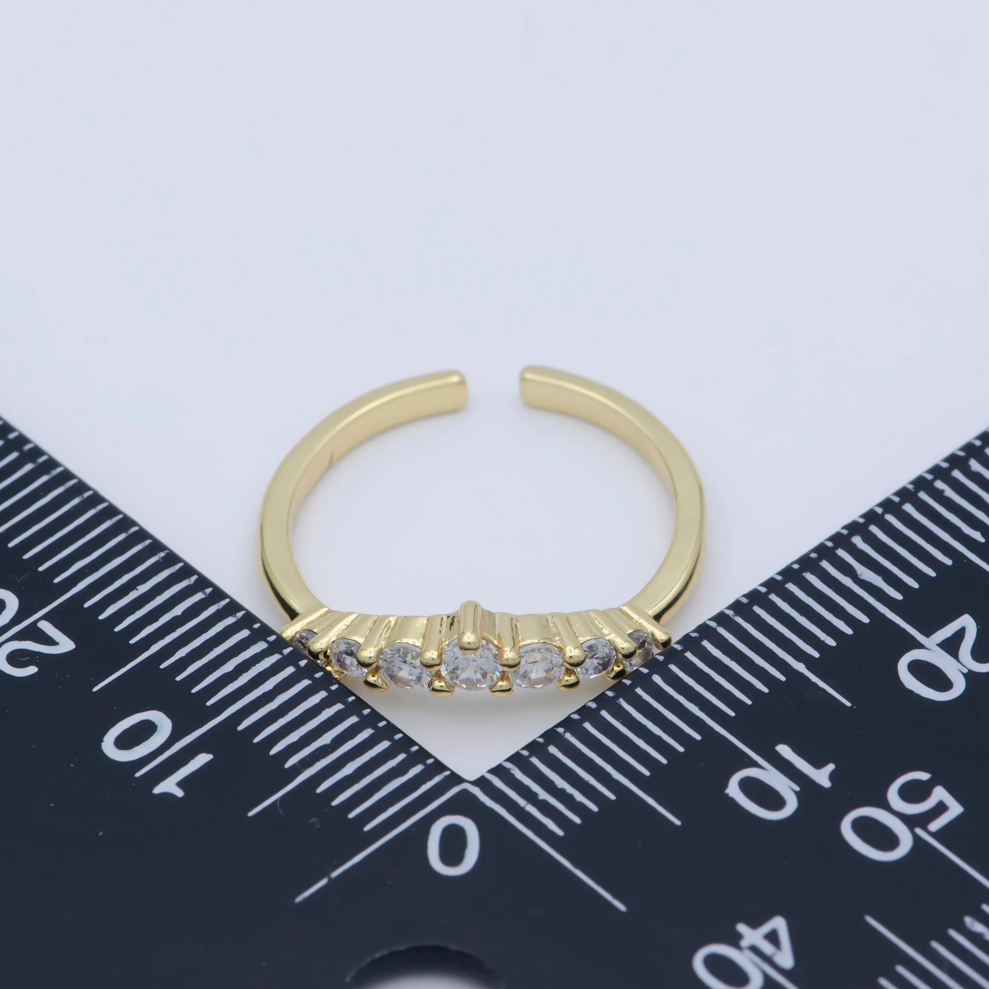 Dainty Clear Cz Stone Stackable Open Adjustable Ring in 18k Gold Filled Minimalist jewelry O-488