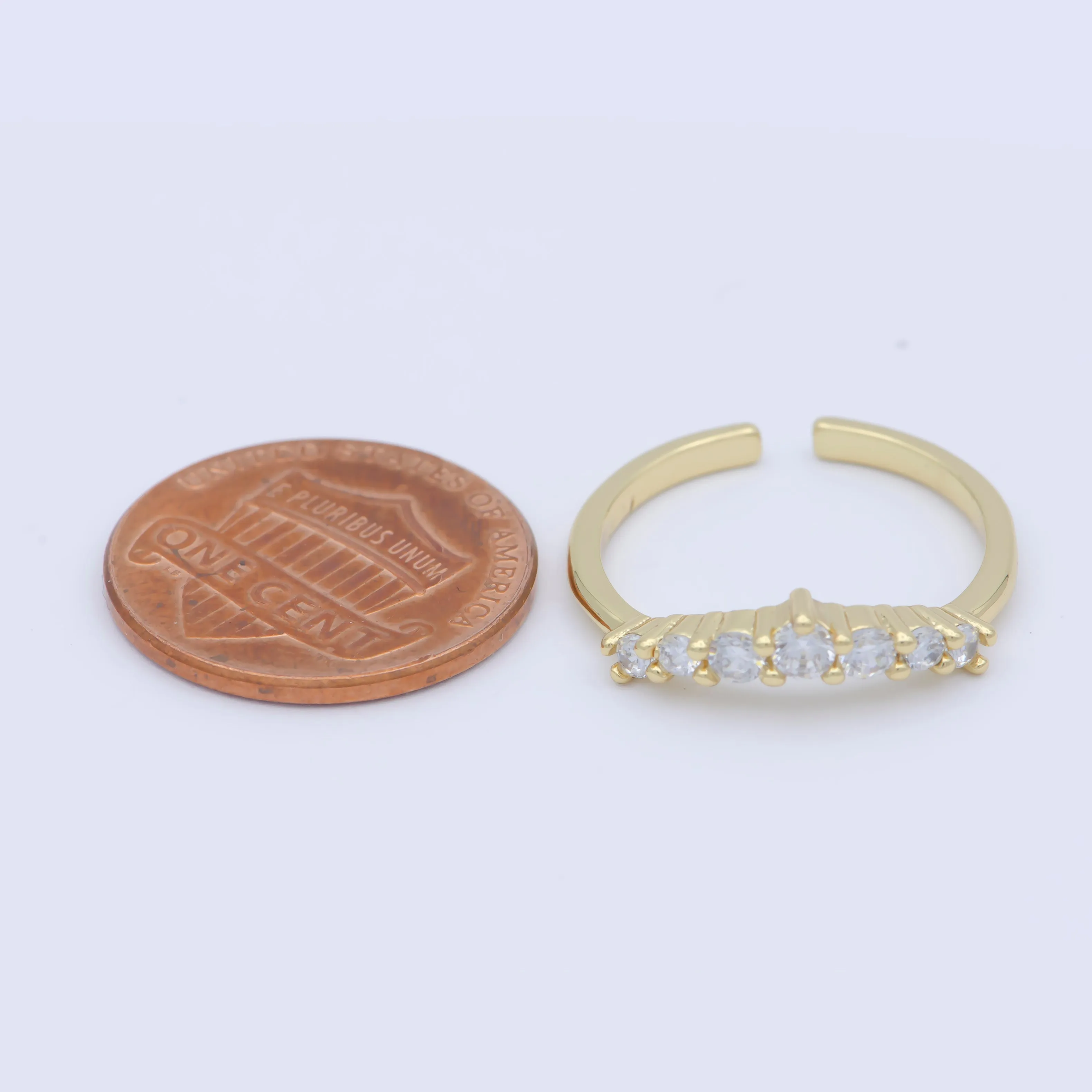 Dainty Clear Cz Stone Stackable Open Adjustable Ring in 18k Gold Filled Minimalist jewelry O-488