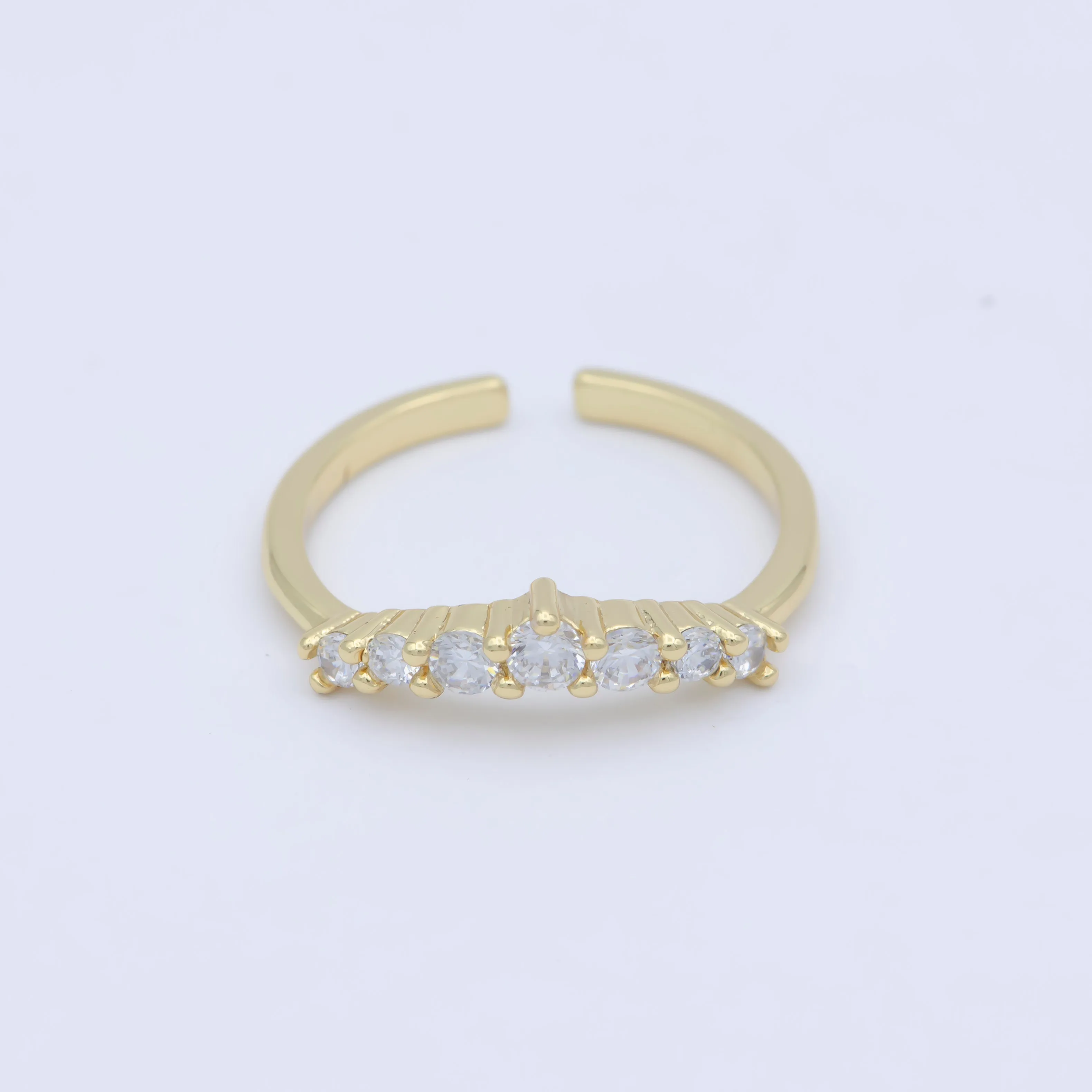 Dainty Clear Cz Stone Stackable Open Adjustable Ring in 18k Gold Filled Minimalist jewelry O-488