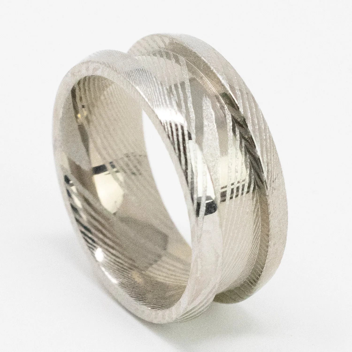 Damascus Ring Blank 8mm Wide 4mm Channel